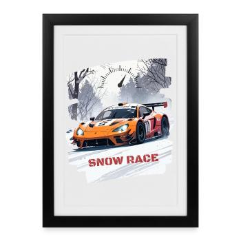 COURSE SUR NEIGE - Affiche encadrée (27 × 37 cm) - noir - Devant