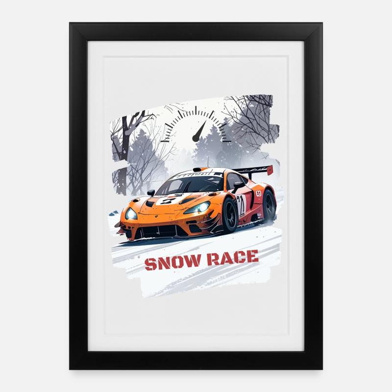 SNOW RACE - Gerahmtes Poster (27 × 37 cm) - Schwarz