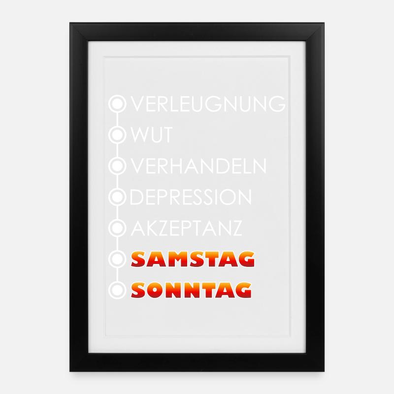 Wochentage / Wochenzyklus - Gerahmtes Poster (27 × 37 cm) - Schwarz