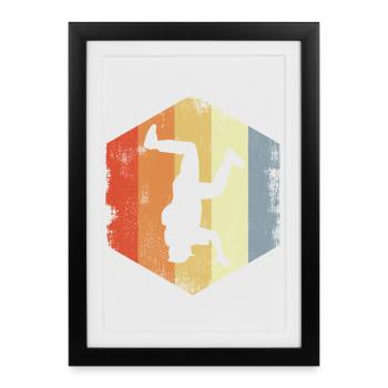 Breakdancer Vintage Look - Affiche encadrée (27 × 37 cm) - noir - Devant