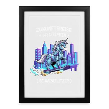 Cyber Unicorn Journey - Framed poster (27 × 37 cm) - black - Front