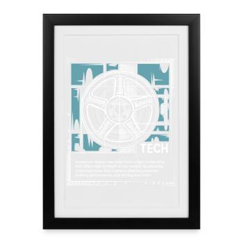Rims Blueprint – Technology Sketch Wheel - Framed poster (27 × 37 cm) - black - Front