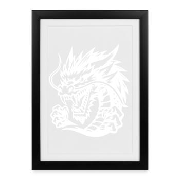 Conception de tatouage de dragon éternel - Affiche encadrée (27 × 37 cm) - noir - Devant