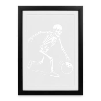 cadeau de l'équipe de bowling squelette - Affiche encadrée (27 × 37 cm) - noir - Devant