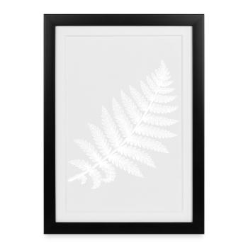 Fern leaf in white silhouette - Framed poster (27 × 37 cm) - black - Front