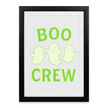 Boo Group – T-shirt fantôme d'Halloween amusant - Affiche encadrée (27 × 37 cm) - noir - Devant