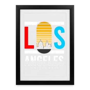 Los Angeles Skyline Retro Design - Framed poster (27 × 37 cm) - black - Front