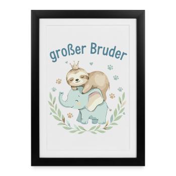 Big Brother Sloth & Elephant - Framed poster (27 × 37 cm) - black - Front
