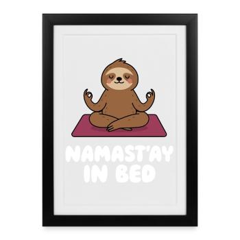 Namastay in bed sloth - Framed poster (27 × 37 cm) - black - Front
