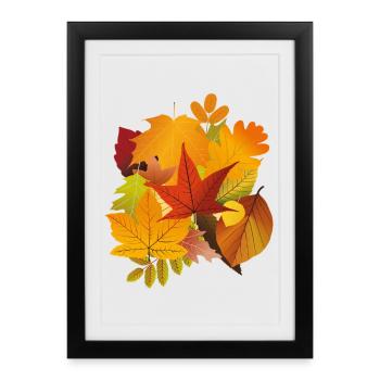 Feuilles d’automne - Affiche encadrée (27 × 37 cm) - noir - Devant