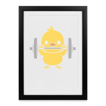 Muscular chick with barbell - Framed poster (27 × 37 cm) - black - Front