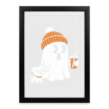 Fantôme douillet avec bonnet - Affiche encadrée (27 × 37 cm) - noir - Devant