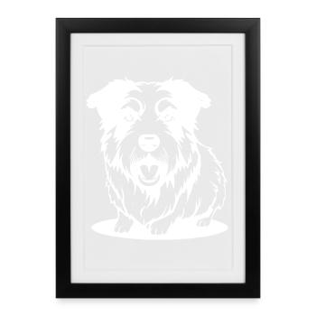 Dog White T-shirt Gift - Framed poster (27 × 37 cm) - black - Front