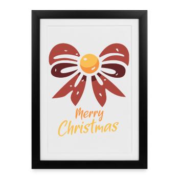 Joyeux Noël dessin animé noeud - Affiche encadrée (27 × 37 cm) - noir - Devant