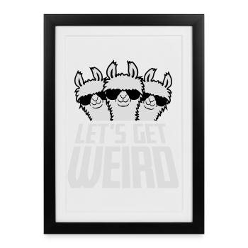 Let’s Get Weird 3 Llama Friends Team Lunettes de soleil - Affiche encadrée (27 × 37 cm) - noir - Devant