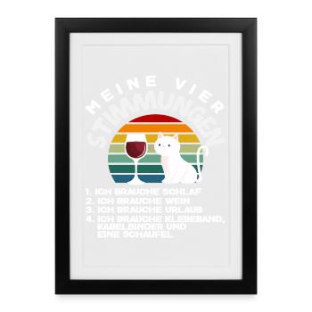 My Four Moods Sleep Wine Holiday Shovel - Framed poster (27 × 37 cm) - black - Front