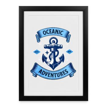 Oceanic Adventures avec ancre - Affiche encadrée (27 × 37 cm) - noir - Devant