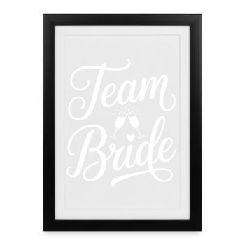 Team Bride Sektgläsern und Herz - Affiche encadrée (27 × 37 cm) - noir - Devant