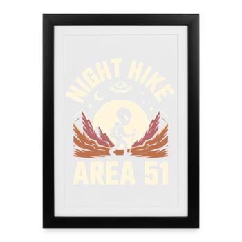 Funny Area 51 Alien UFO Hike Hiking - Framed poster (27 × 37 cm) - black - Front