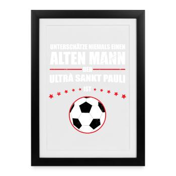 Old Man - Ultra Sankt Pauli Fan | Vintage Retro - Framed poster (27 × 37 cm) - black - Front