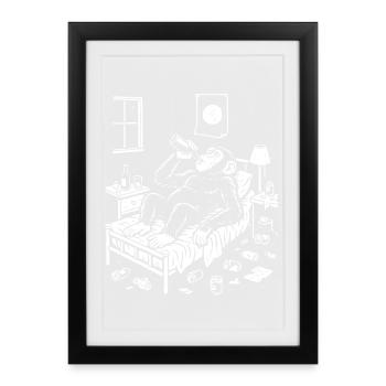Bedtime Monkey Drinking Nightcap - Framed poster (27 × 37 cm) - black - Front