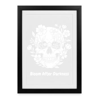 Crâne de fleur après l’obscurité - Affiche encadrée (27 × 37 cm) - noir - Devant