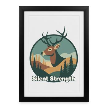 Silent strength deer in the forest - Framed poster (27 × 37 cm) - black - Front