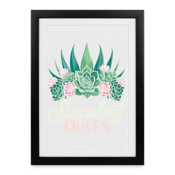 Plantes Succulentes Reine Cactus Femmes - Affiche encadrée (27 × 37 cm) - noir - Devant