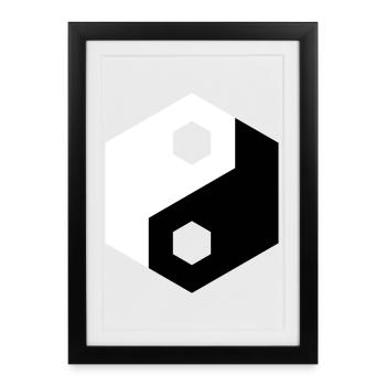 Hex Cutout Yin Yang - Framed poster (27 × 37 cm) - black - Front