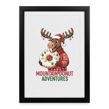 Christmas - Funny Moose - Winter Donut - Framed poster (27 × 37 cm) - black - Front