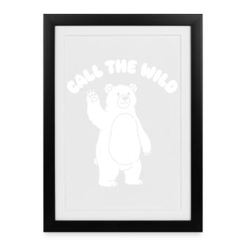 Wild Bear Waving Cartoon - Framed poster (27 × 37 cm) - black - Front