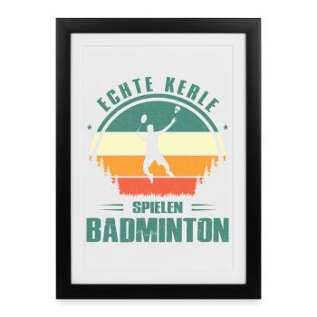 Joueur de badminton offre des tenues de badminton - Affiche encadrée (27 × 37 cm) - noir - Devant