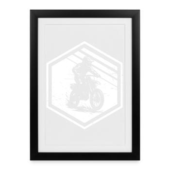 Cleanes Motocross Artwork für Motocross - Gerahmtes Poster (27 × 37 cm) - Schwarz - Vorne