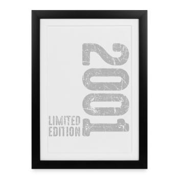 25e anniversaire Homme Femme 25 ans 2001 Anniversaire - Affiche encadrée (27 × 37 cm) - noir - Devant