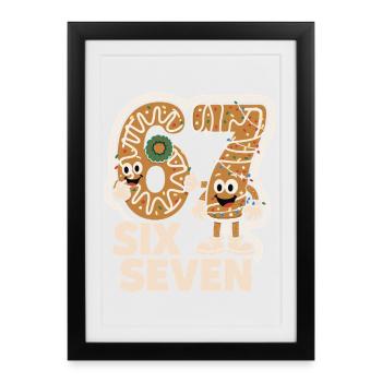 67 Six Seven 6-7 Lebkuchen Weihnachten Lustig - Gerahmtes Poster (27 × 37 cm) - Schwarz - Vorne