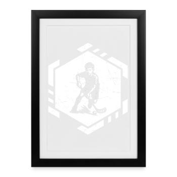 Œuvres de floorball pour votre tenue - Affiche encadrée (27 × 37 cm) - noir - Devant