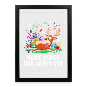 Reindeer Christmas Stress Annoyed Chaotic - Framed poster (27 × 37 cm) - black - Front