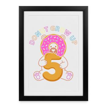 Donut Grow Up 5th Birthday Bear - Framed poster (27 × 37 cm) - black - Front