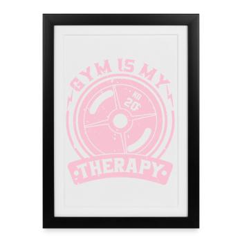 La salle de sport est mon plateau de poids thérapeutique - Affiche encadrée (27 × 37 cm) - noir - Devant