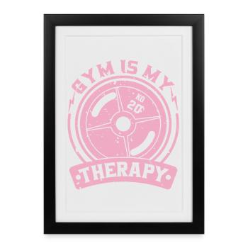 Gym is my therapy - Framed poster (27 × 37 cm) - black - Front