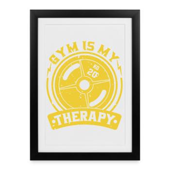 Gym is my therapy weight plate - Framed poster (27 × 37 cm) - black - Front