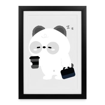 Panda Coffee Break - Framed poster (27 × 37 cm) - black - Front