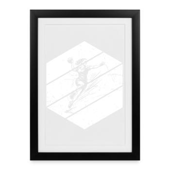 Iconisches Handball Motiv fuer Frauen - Gerahmtes Poster (27 × 37 cm) - Schwarz - Vorne