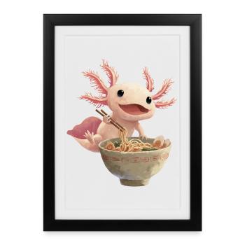 Nouilles ramen aux axolotls - Affiche encadrée (27 × 37 cm) - noir - Devant