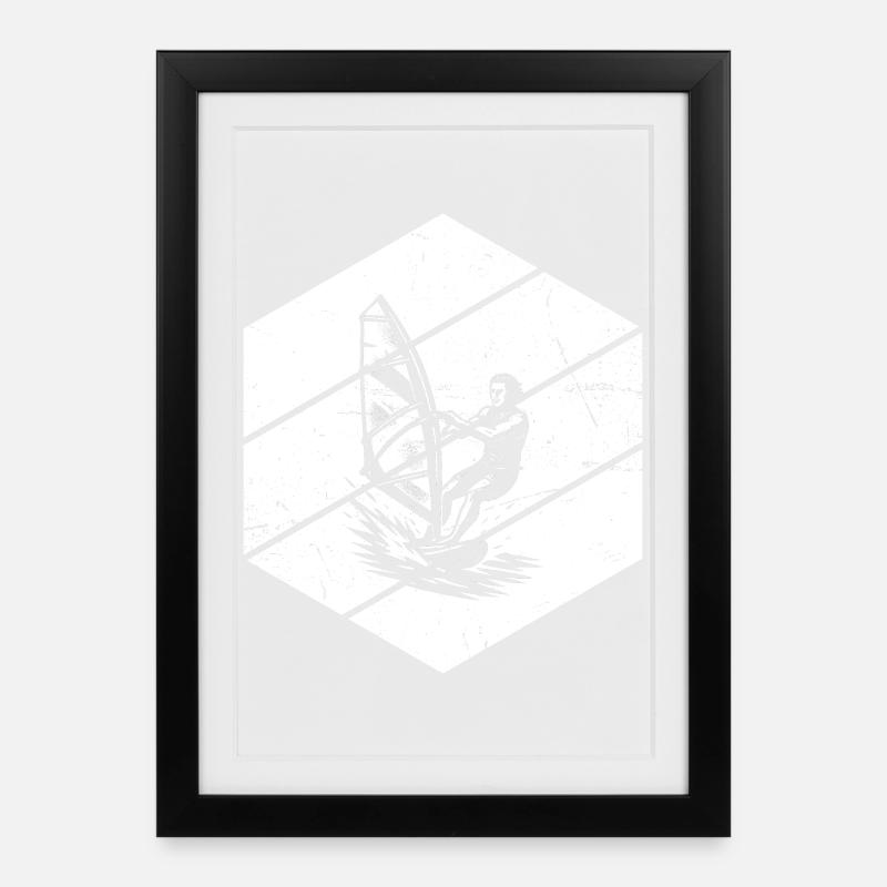 Message clair sur la planche à voile - Affiche encadrée (27 × 37 cm) - noir
