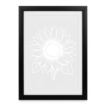 Fleur blanche Fleur blanche Fleurs de tournesol - Affiche encadrée (27 × 37 cm) - noir - Devant