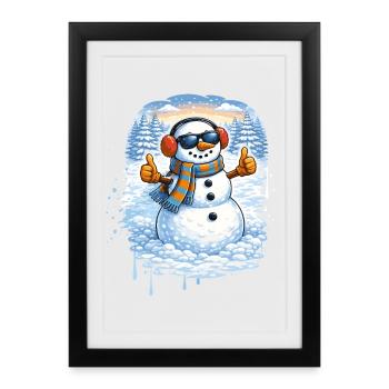 Cool snowman with sunglasses – winter fun - Framed poster (27 × 37 cm) - black - Front