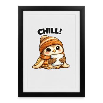 Chill Chick avec Chapeau et Écharpe - Affiche encadrée (27 × 37 cm) - noir - Devant