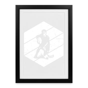 Dessin propre de floorball pour floorball - Affiche encadrée (27 × 37 cm) - noir - Devant