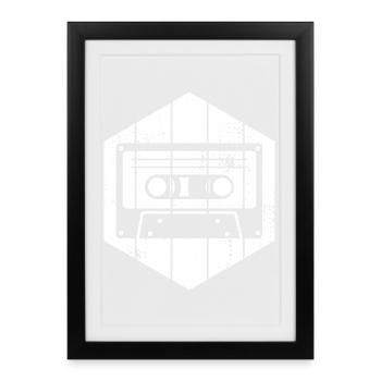 80er Jahre Kassette - Gerahmtes Poster (27 × 37 cm) - Schwarz - Vorne